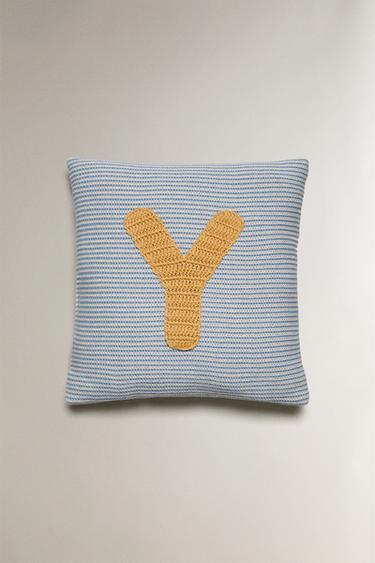 CHILDREN'S EMBROIDERED LETTER Y CUSHION - Light blue by Zara - Image 0