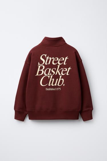 SWEATSHIRT AND JOGGERS WITH TEXT - Burgundy by Zara - Image 2