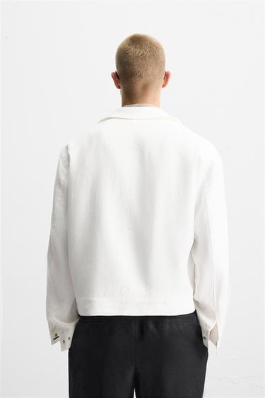 Zara 100% LINEN JACKET - White