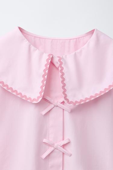 WAVY TRIM PETER PAN COLLAR SHIRT - Pink by Zara - Image 2