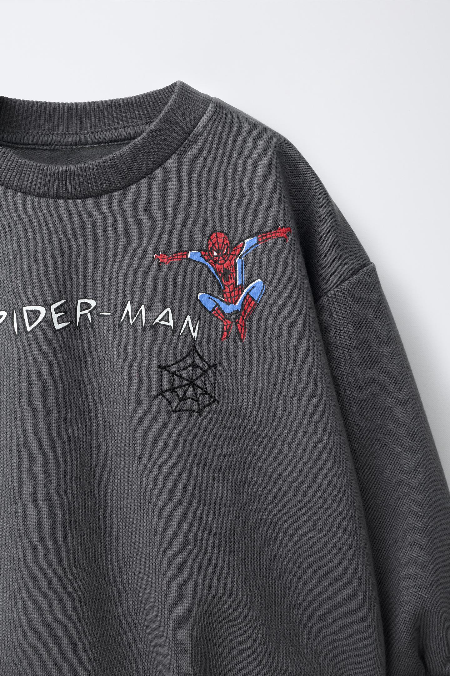 Детский комплект Zara Spider-Man © Marvel Sweatshirt and Jogger Pants Set, цвет: Антрацитовый серый — фото 3