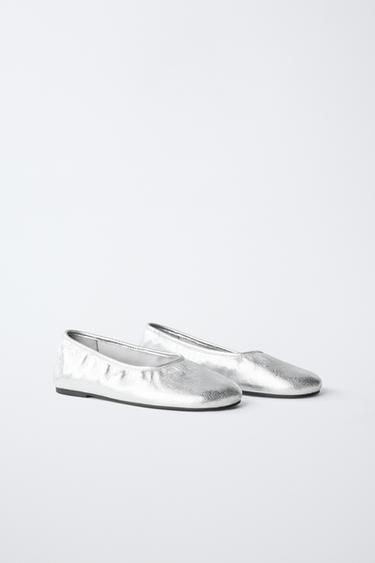BALLERINES MÉTALLISÉES - Argent de Zara - Image 1