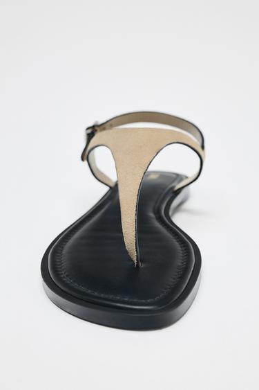 LEATHER BUCKLE-STRAP SANDALS - Sand Brown by Zara - Image 3