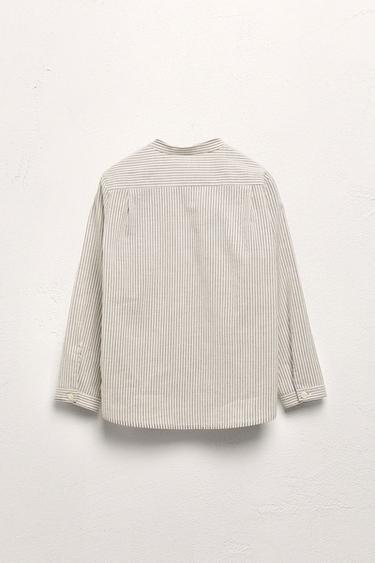 6-10 YEARS / STRIPED STAND COLLAR SHIRT LIMITED EDITION - brown/white by Zara - Image 1