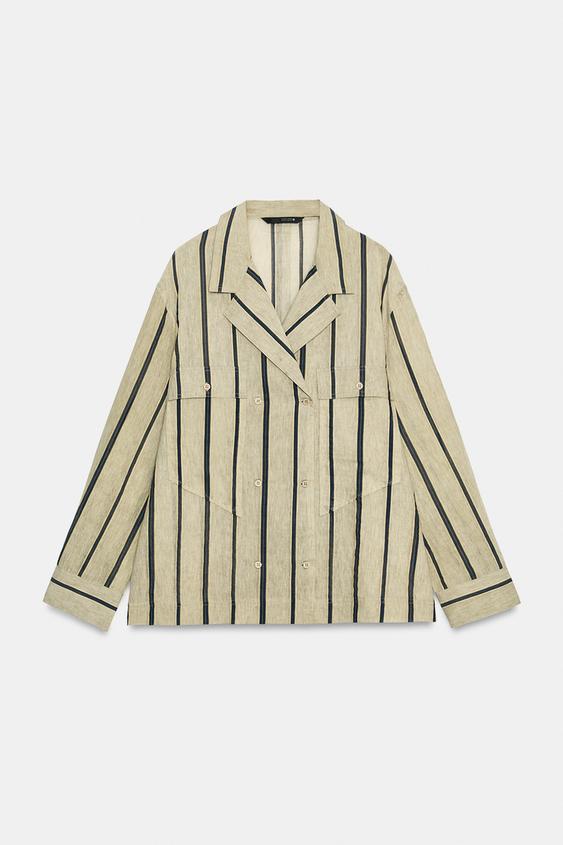 CHEMISE CROISÉE POCHES ZW COLLECTION - rayures de Zara - Image 4
