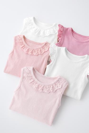 LOT DE CINQ BODYS SANS MANCHES BRODERIE SUISSE - Rose de Zara - Image 5