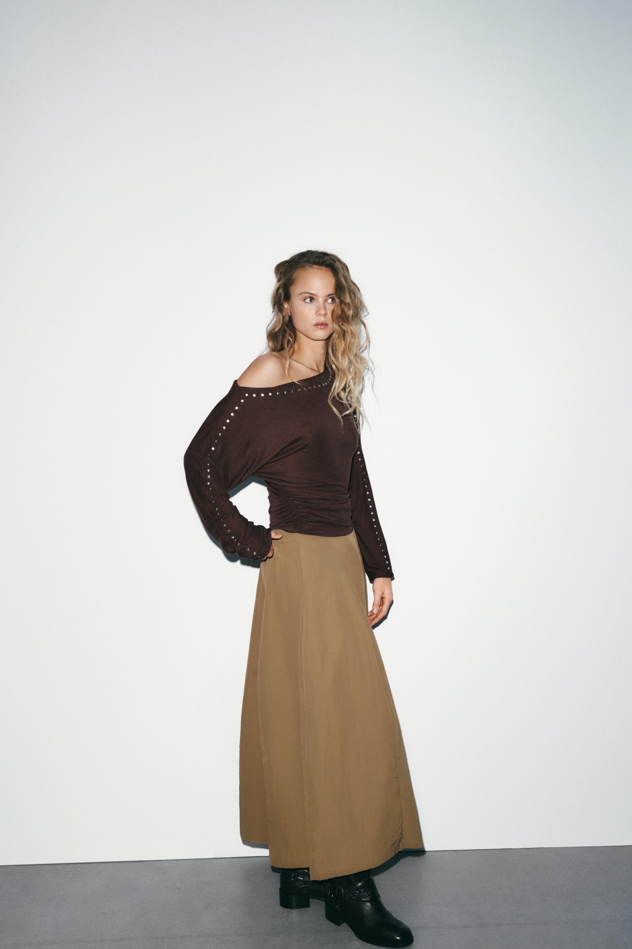 JUPE MI-LONGUE EN NYLON