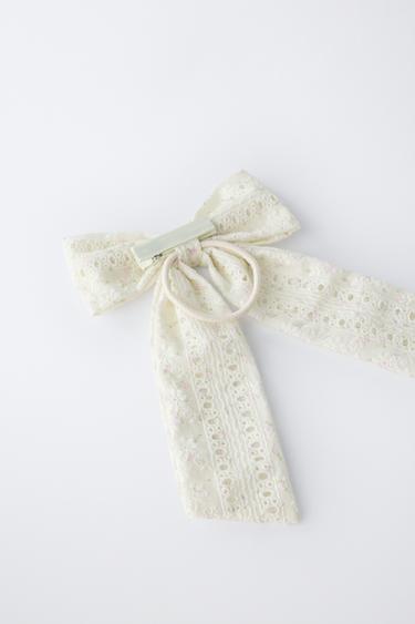 ELASTICATED HAIR TIE WITH BOW - Ecru by Zara - Image 2