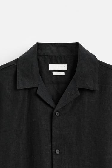 100% LINEN SHIRT - Black by Zara - Image 6