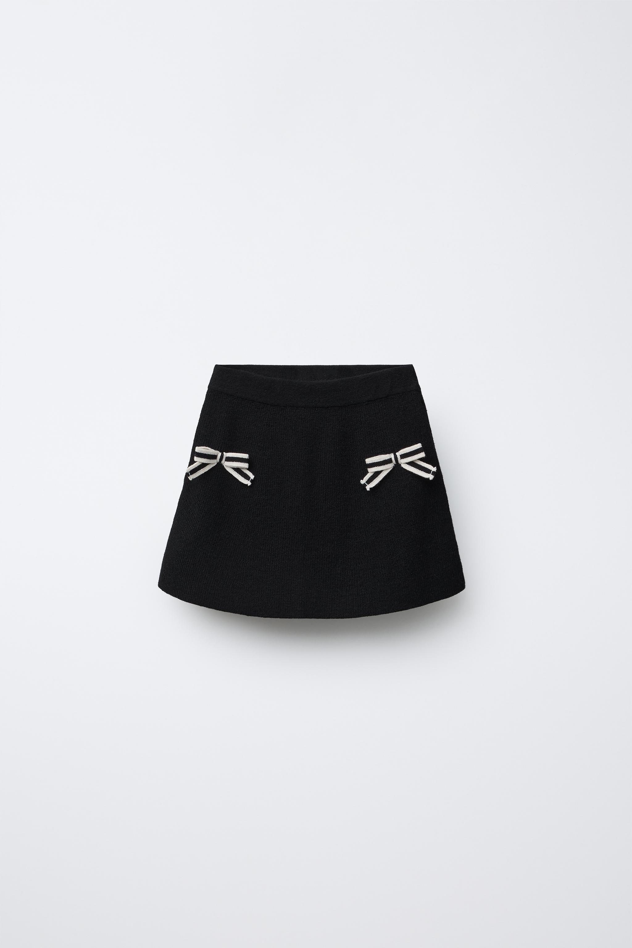 ☆【 】☆W Black back zipper detail knit skir.t☆ BOW DETAIL KNIT SKIRT - Black | ZARA United States