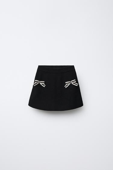 FALDA PUNTO LACITOS - Negro de Zara