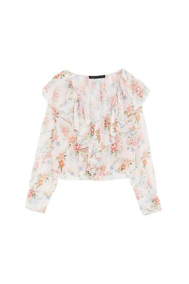 RUFFLED FLORAL PRINT BLOUSE
