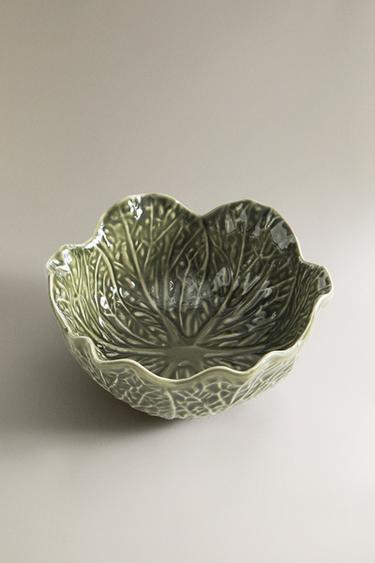 CABBAGE STONEWARE SALAD BOWL - Green by Zara - Image 1