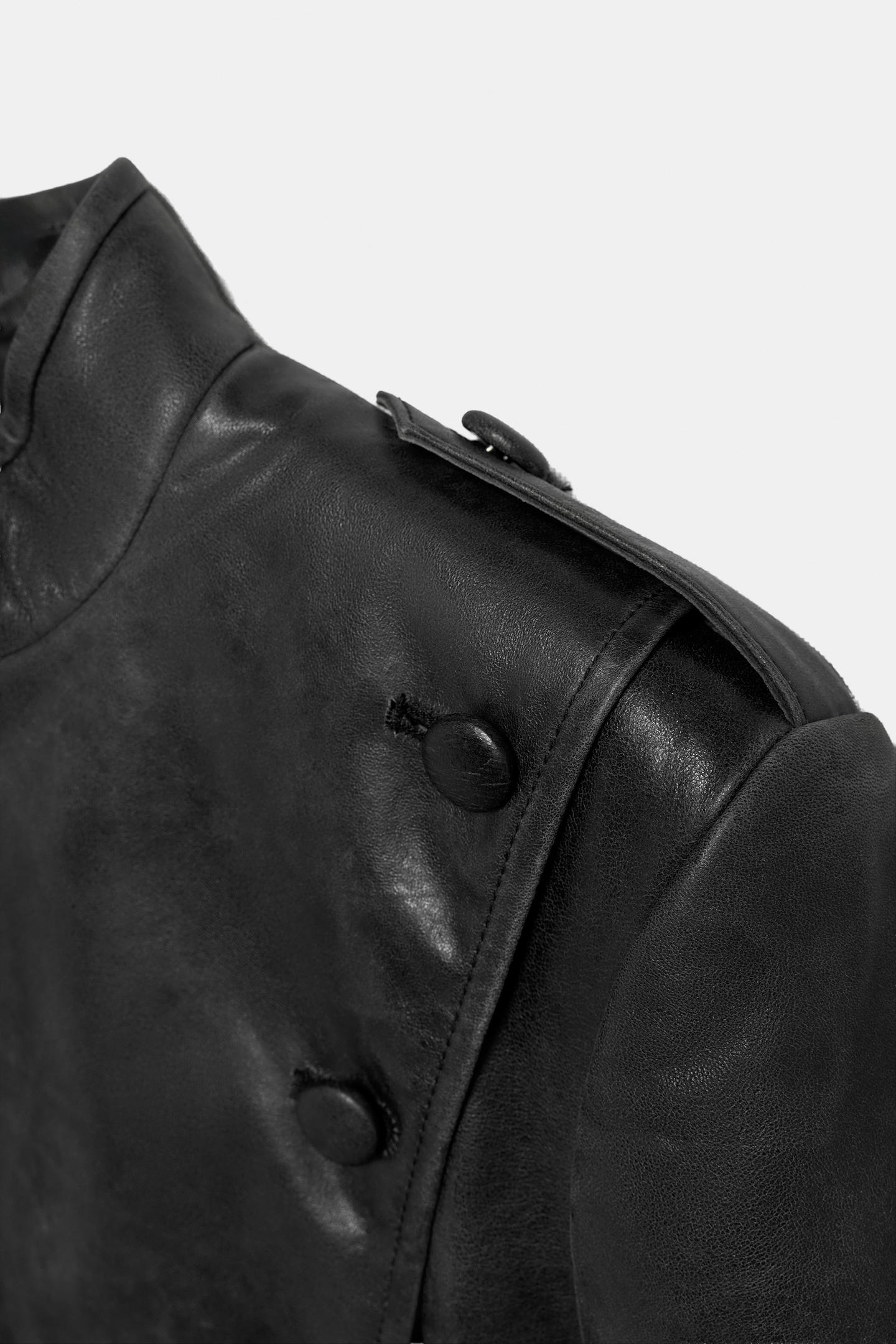 Женская куртка Zara 100% Leather ZW Collection, цвет: Чёрный — фото 5
