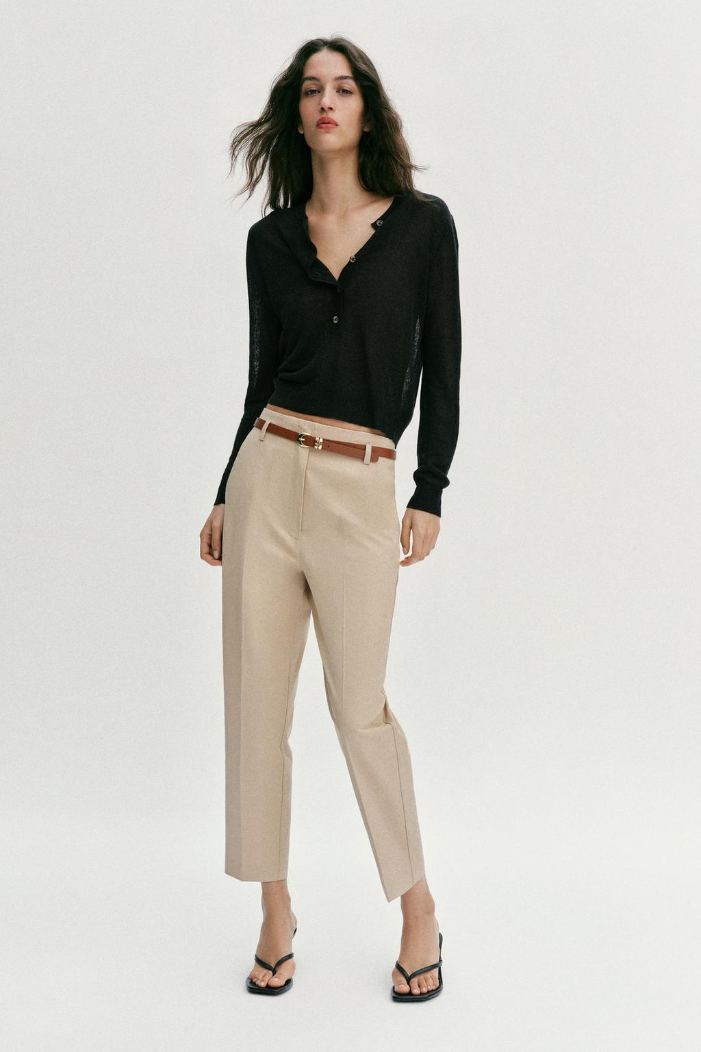 HIGH-WAISTED BELTED PANTS