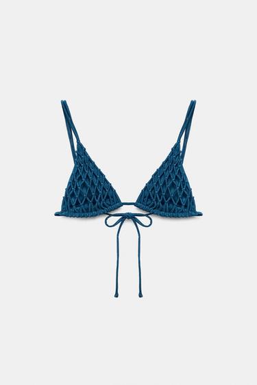 TOP BIKINI AVEC LIENS ET NŒUDS - Bleu de Zara - Image 6
