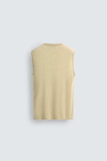 RELAXED FIT VISCOSE/LINEN TANK TOP - Beige by Zara - Image 6