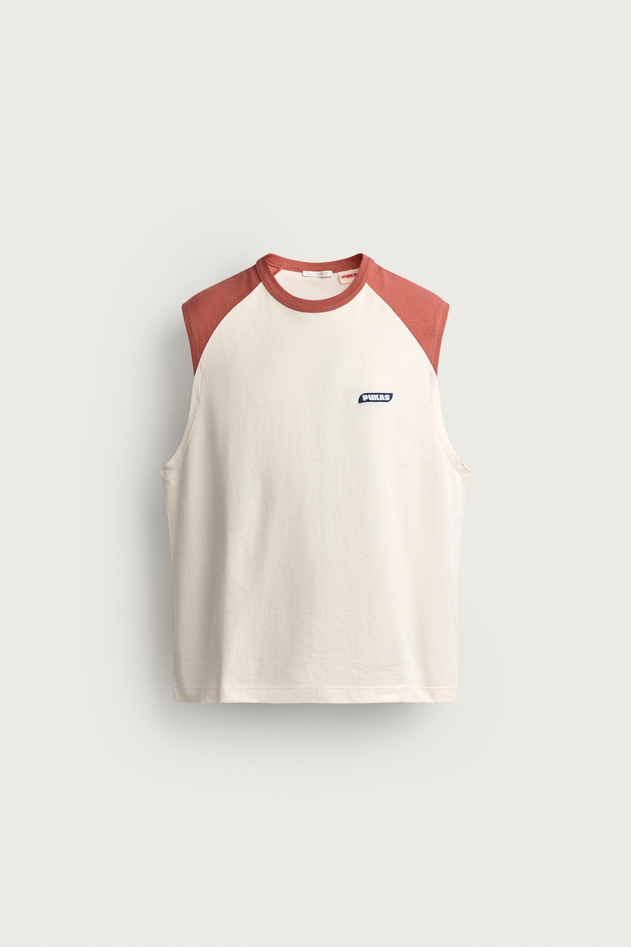 PUKAS SURF X ZARA RAGLAN TANK TOP — White / Red