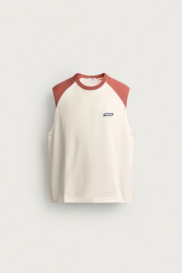 تيشرت TANK COLOR BLOCK PUKAS SURF X ZARA - أبيض / أحمر by Zara