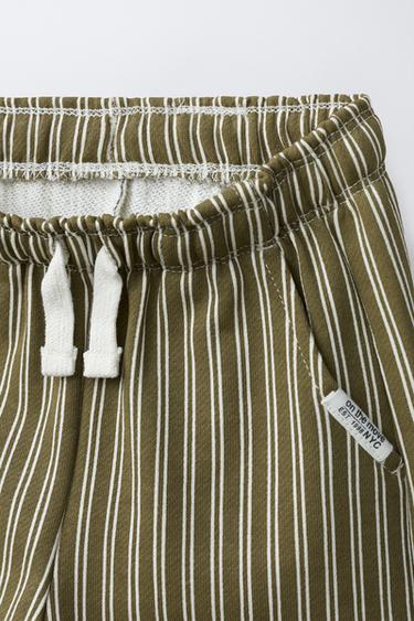 STRIPED PLUSH TROUSERS - Green by Zara - Image 2