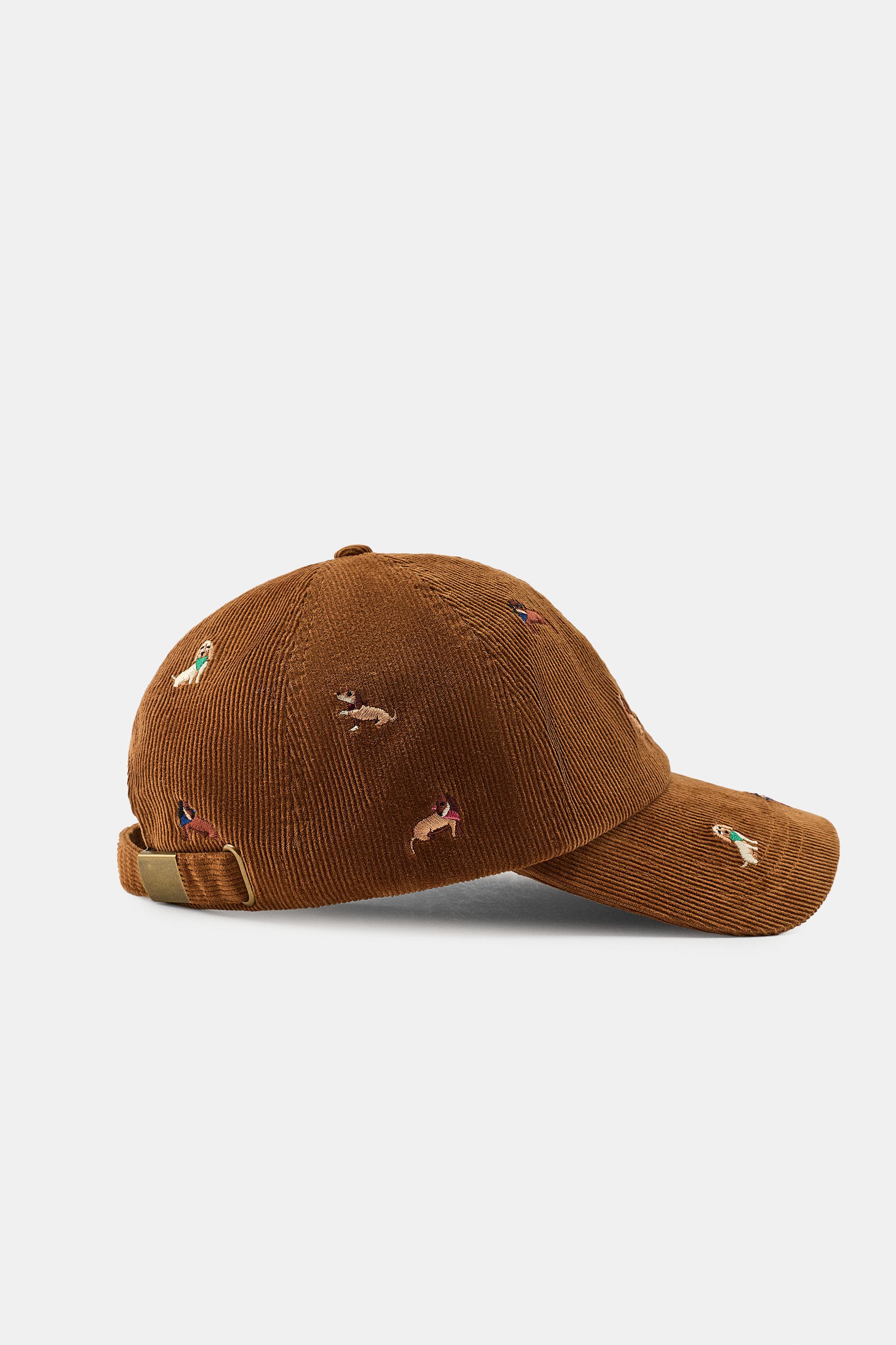 CASQUETTE EN VELOURS CÔTELÉ BRODERIES CHIENS