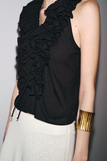 TOP À VOLANTS ZW COLLECTION - Noir de Zara - Image 5