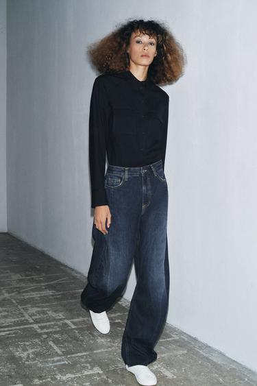 Zara ZW COLLECTION MID-RISE BARREL JEANS - Mid-blue - Image 0