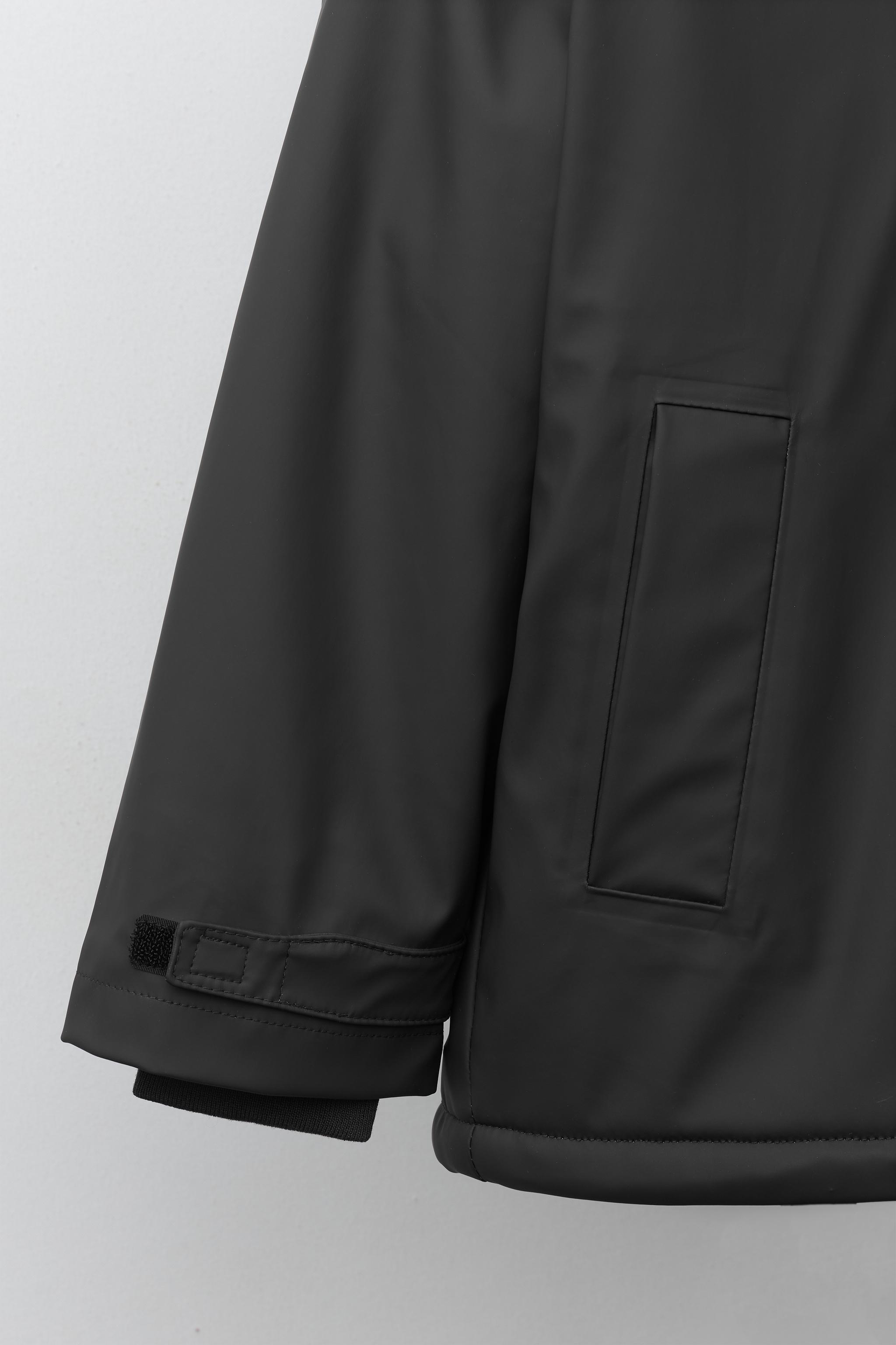 WATER-RESISTANT FAUX SHEARLING LINED RAINCOAT
