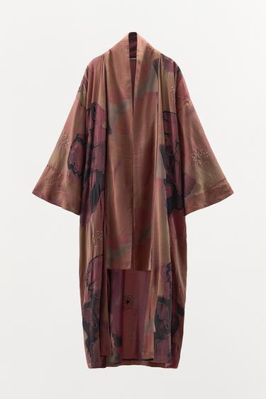 Zara LIMITED EDITION BEADED PRINT KIMONO - Multicolored