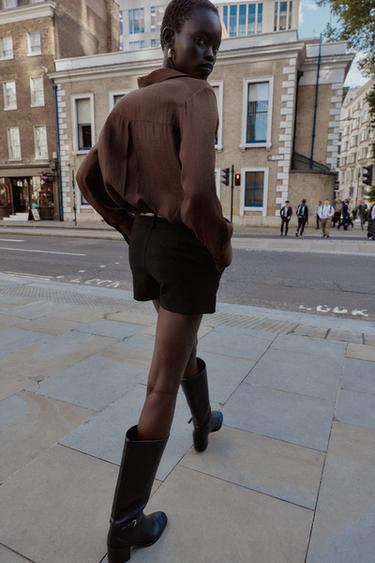 CHEMISE FLEUR STRUCTURÉE - Marron de Zara - Image 2