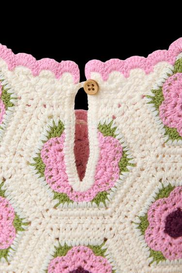 VESTIDO PUNTO CROCHET FLORES - Rosa de Zara