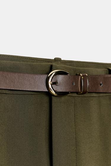PANTALON À PINCES ET CEINTURE - Kaki de Zara - Image 9