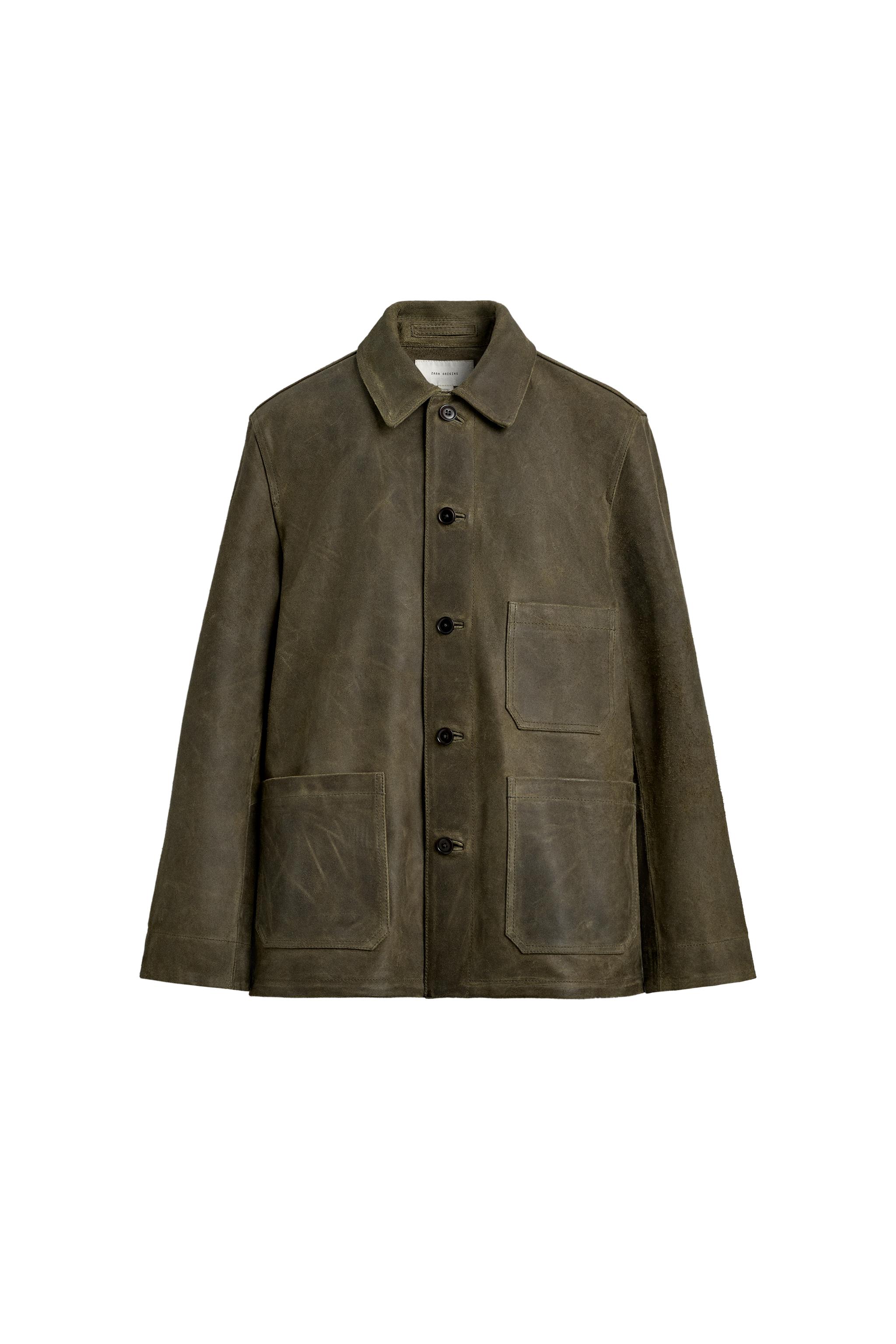VINTAGE EFFECT SUEDE LEATHER JACKET - Gray green | ZARA Canada