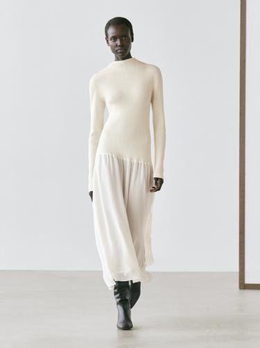 Zara Knit dress with matching detail - Ecru