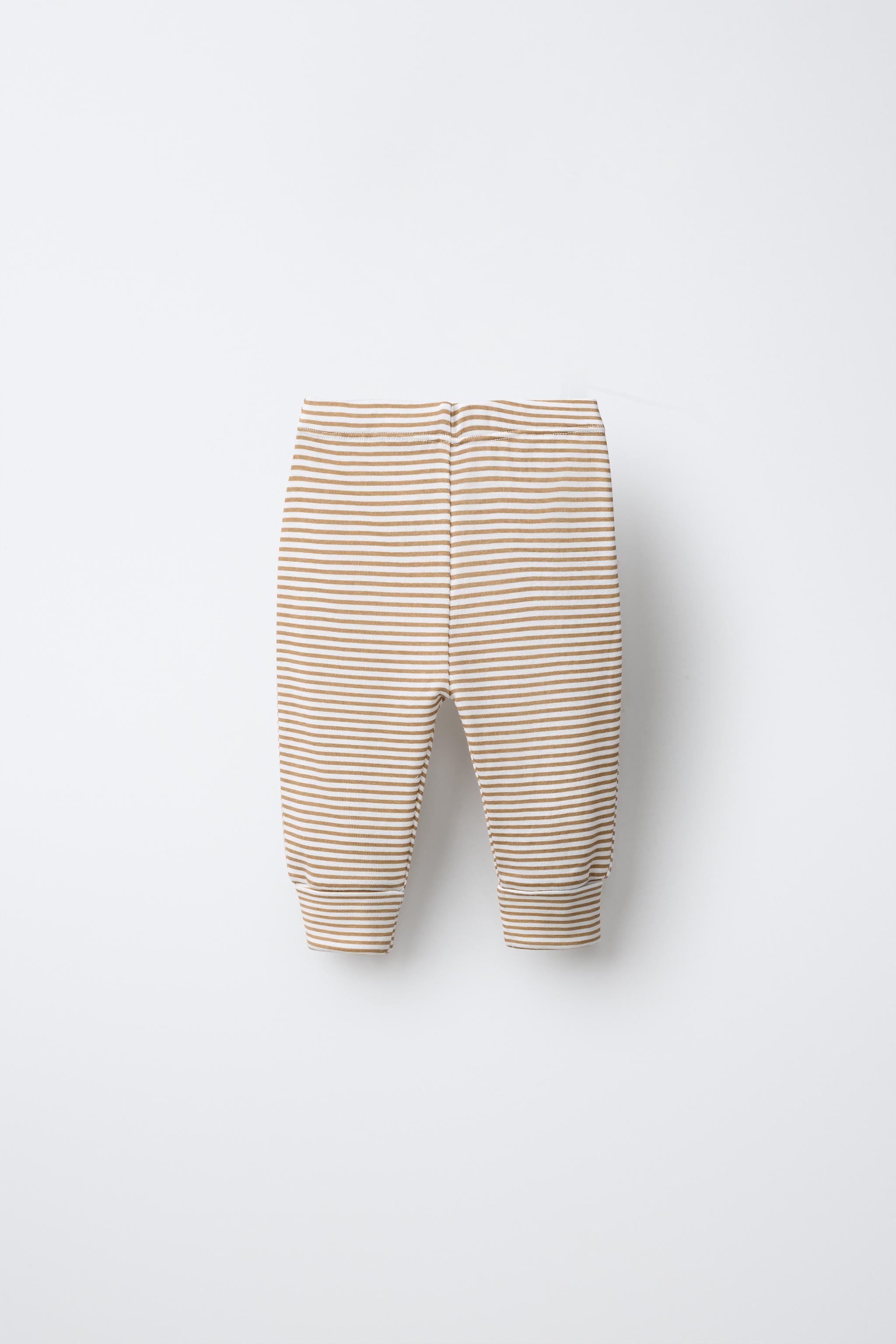 3-PACK OF ADJUSTABLE LENGTH STRIPED LEGGINGS — Ocher