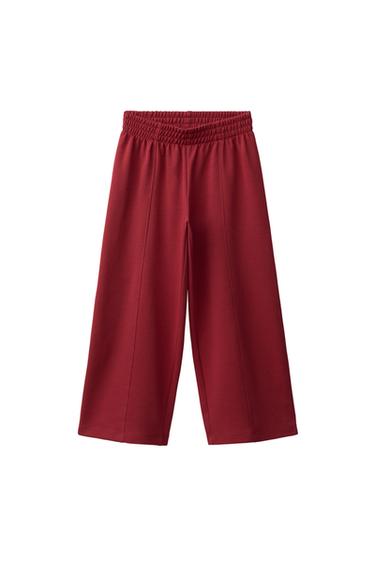 INTERLOCK WIDE-LEG TROUSERS - Red by Zara