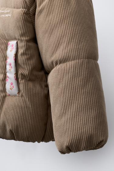 PATCHWORK CORDUROY PUFFER JACKET - camel by Zara - Image 5