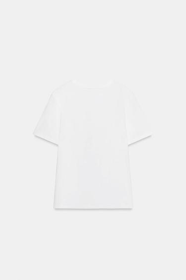 T-SHIRT FLEUR EN RELIEF - Blanc de Zara - Image 4