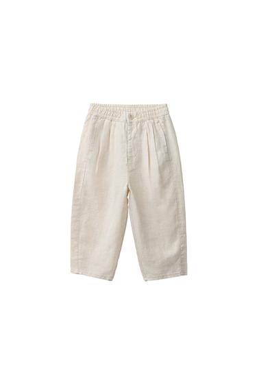 PANTALÓN PINZAS 100% LINO - Beige claro de Zara