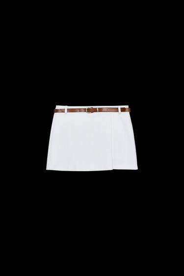BELTED WRAP SKORT - Oyster-white by Zara - Image 0