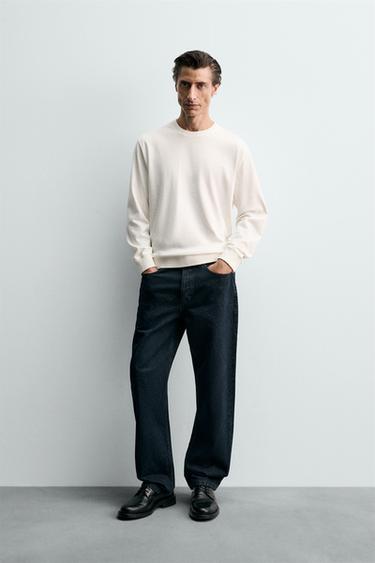 Zara WASHED SOFT CREWNECK SWEATSHIRT - Ecru - Image 0