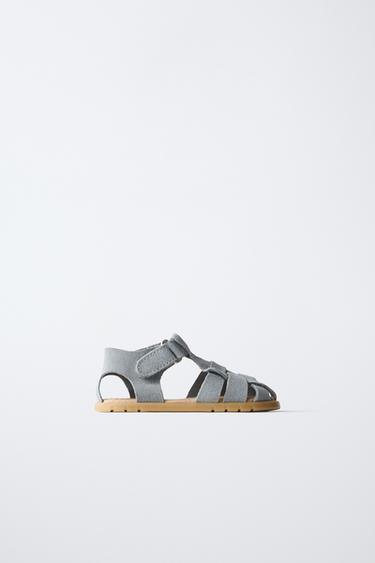 Zara BAREFOOT LEATHER FISHERMAN SANDALS - Green