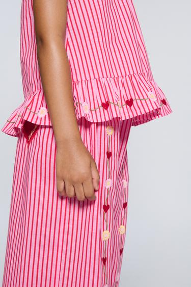STRIPED EMBROIDERED TOP SISSEL EDELBO X ZARA KIDS - Fuchsia by Zara - Image 6