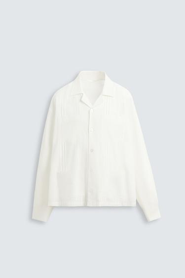 COTTON/LINEN YOKE SHIRT - White by Zara