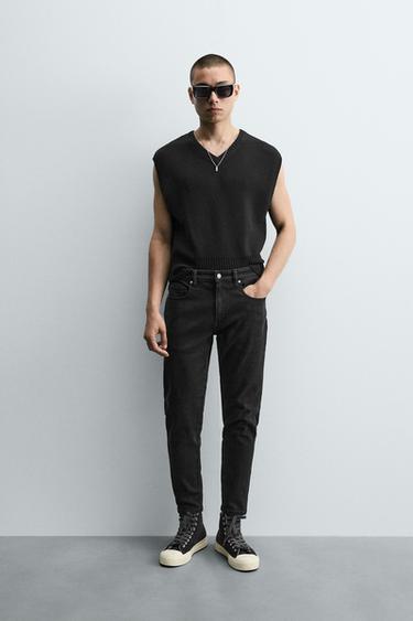 Zara SKINNY CROPPED FIT JEANS - Black