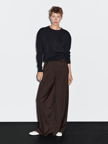 Zara Flowing trousers with darts - Chocolate