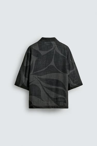 VISCOSE/LINEN SHIRT - Dark grey by Zara - Image 7