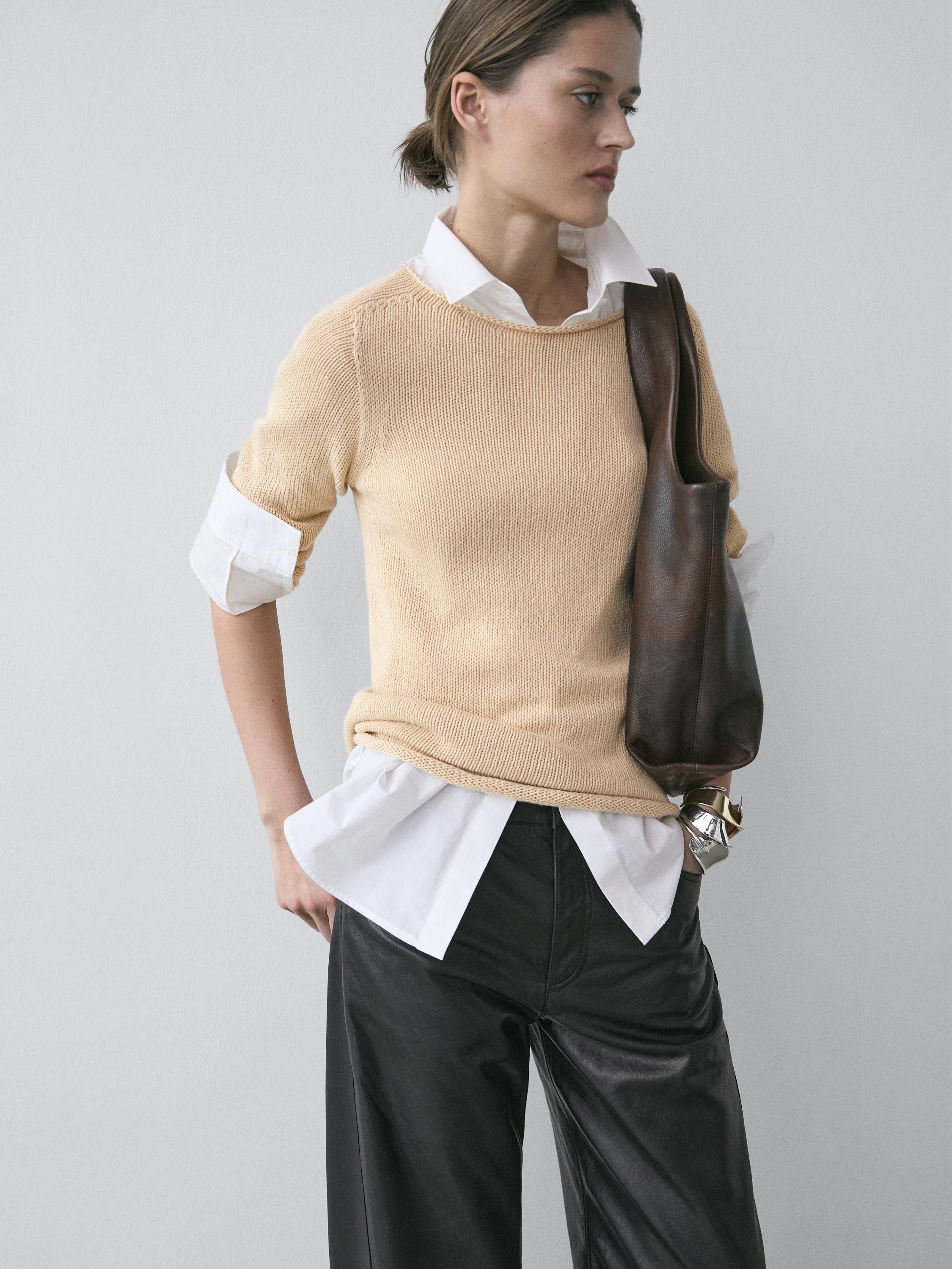 Cotton blend knit sweater