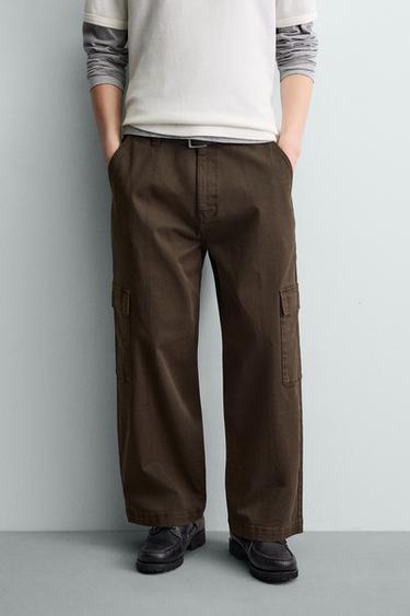 Zara RELAXED FIT CARGO PANTS - Brown