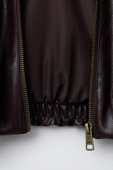 BLOUSON EN MATIÈRE SYNTHÉTIQUE - Marron de Zara - Image 7